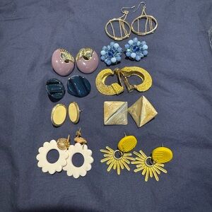Unique Vintage Gold and Blue Earrings lot